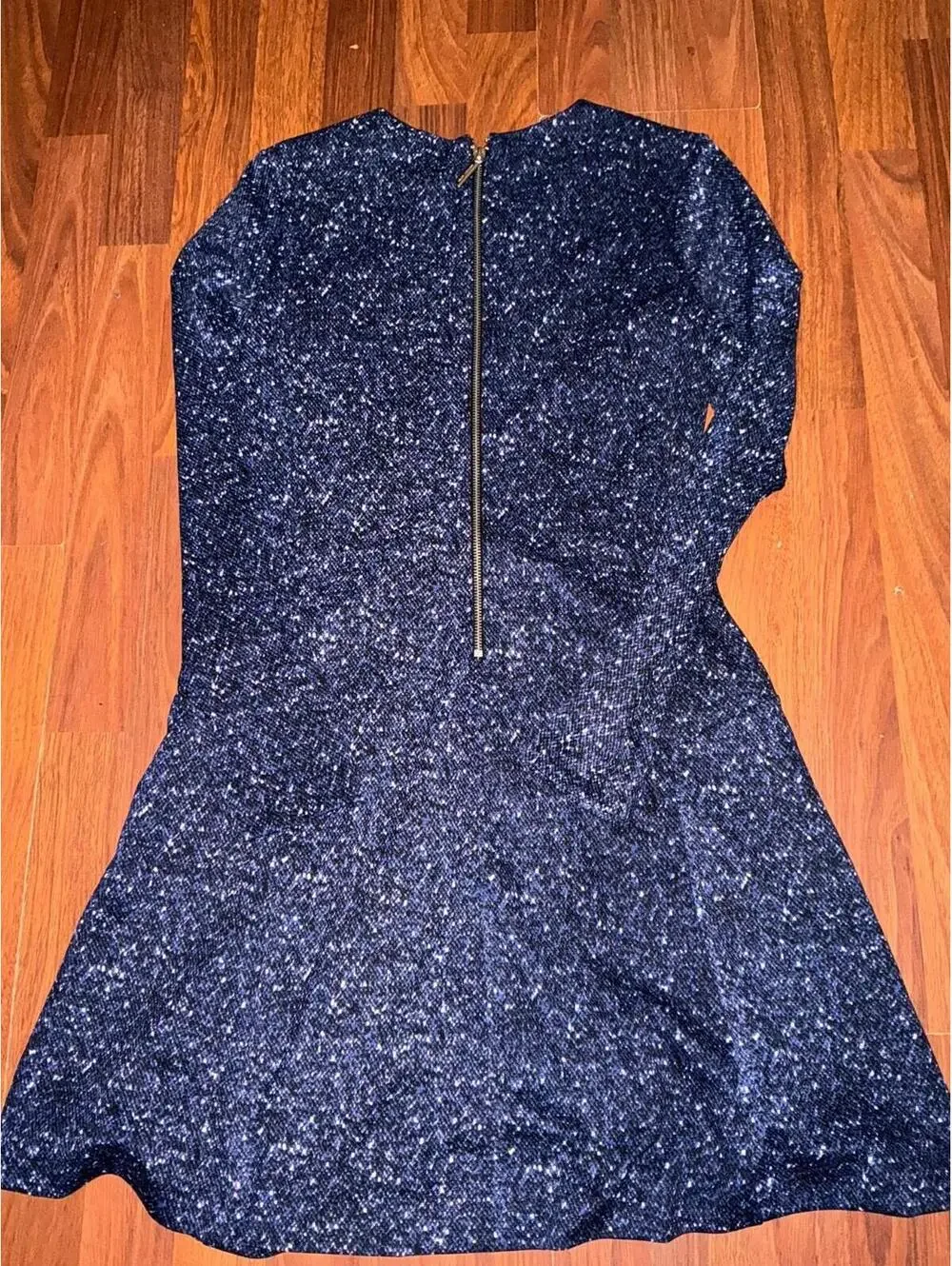 Michael Kors Dress Womens Size 6 Blue Speckled Zip Pockets Long Sleeve Party